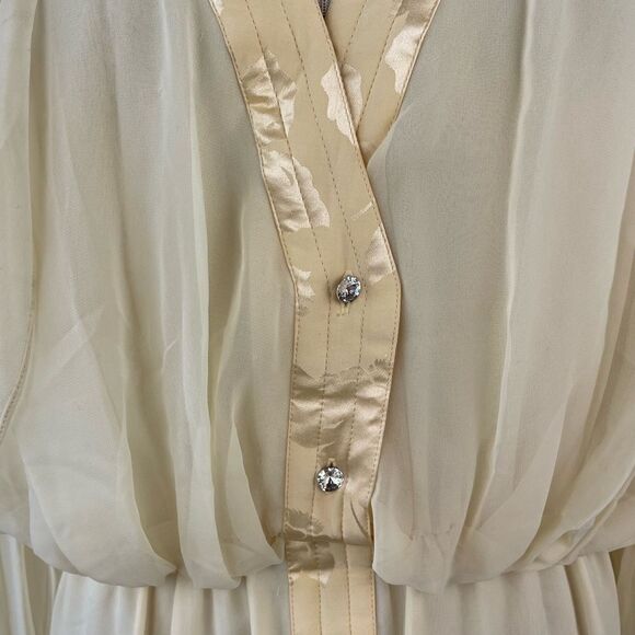 NWT Vintage Wayne Clark by Aline Marelle Yellow Silk Dress and Scarf Size 12 - Picture 3 of 11